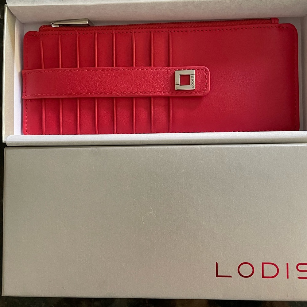 Lodis RFID , Red Genuine Leather, Credit Card Holder Wallet